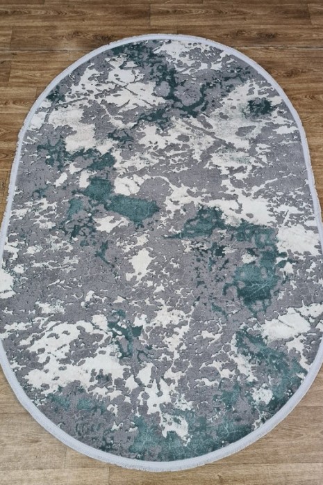 Килим Luxury 05917a turquoise-d.grey овал