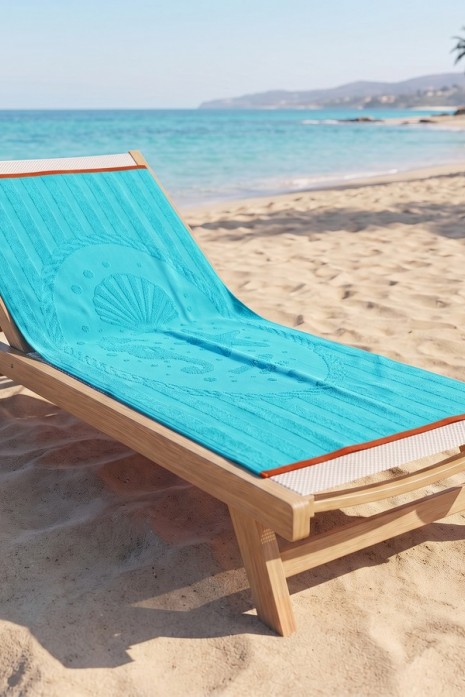 Пляжное махровое полотенце Malibu Shell aqua