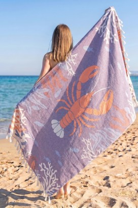 Муслиновое пляжное полотенце Marine Lobster