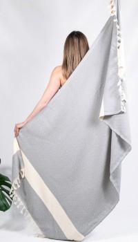 Пляжное полотенце Peshtemal Elmas Grey-Cream