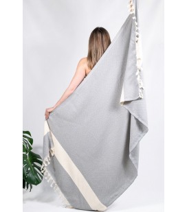 Пляжное полотенце Peshtemal Elmas Grey-Cream Пляжное полотенце Peshtemal Elmas Grey-Cream