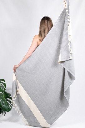 Пляжное полотенце Peshtemal Elmas Grey-Cream Пляжное полотенце Peshtemal Elmas Grey-Cream