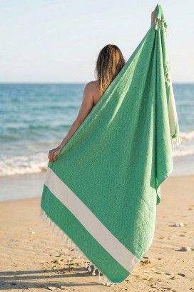 Пляжное полотенце Peshtemal Elmas Green-Cream