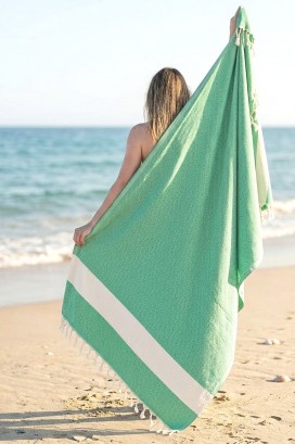 Пляжное полотенце Peshtemal Elmas Green-Cream