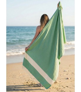 Пляжний рушник Peshtemal Elmas Green-Cream