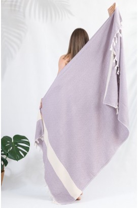 Пляжное полотенце Peshtemal Elmas L.Purple-Cream Пляжное полотенце Peshtemal Elmas L.Purple-Cream