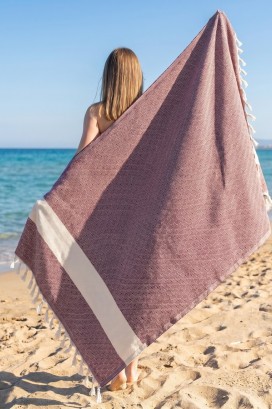 Пляжное полотенце Peshtemal Elmas Burgundy-Cream Пляжное полотенце Peshtemal Elmas Burgundy-Cream