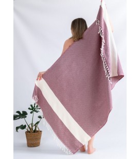 Peshtemal Elmas Burgundy-White