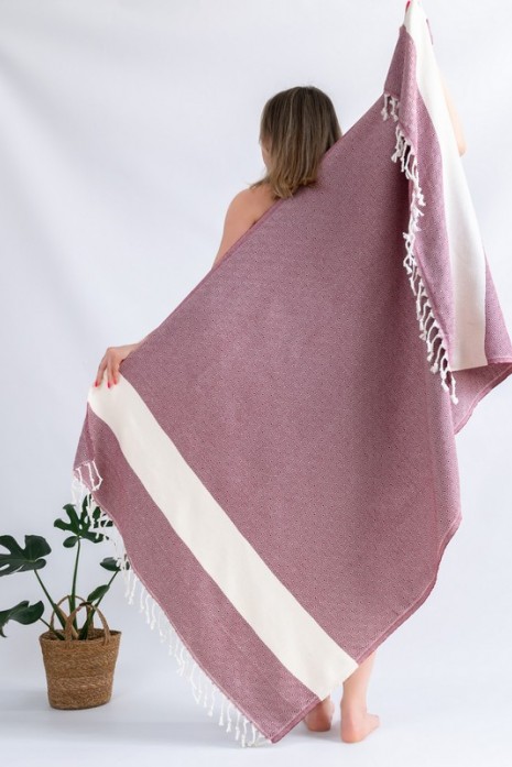 Пляжное Полотенце Peshtemal Elmas Burgundy-White