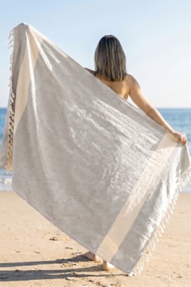 Пляжное полотенце Peshtemal Elmas L.Grey-Cream
