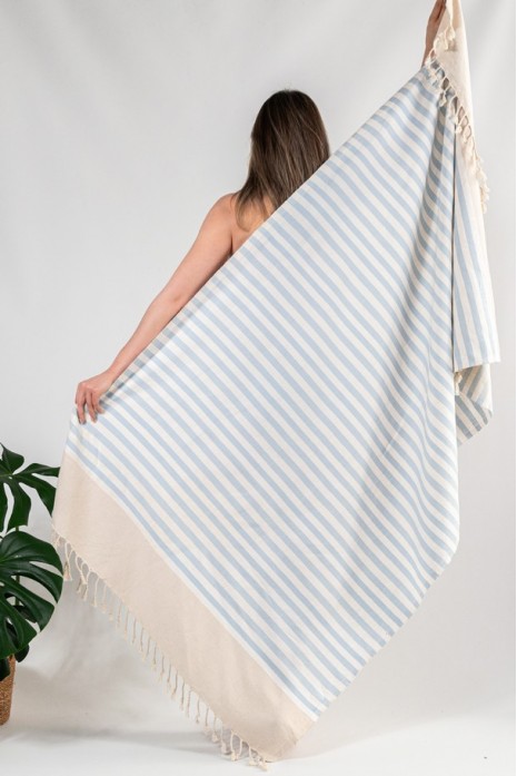Пляжное полотенце Peshtemal Stripe Beige-L.Grey
