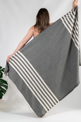 Пляжное полотенце Peshtemal Stripe Black Пляжное полотенце Peshtemal Stripe Black