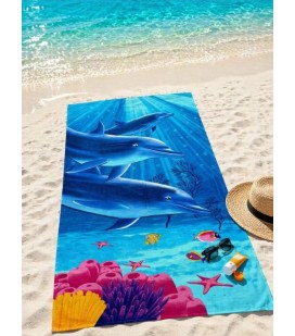 Полотенце пляжное махровое Summer Dolphins Полотенце пляжное махровое Summer Dolphins
