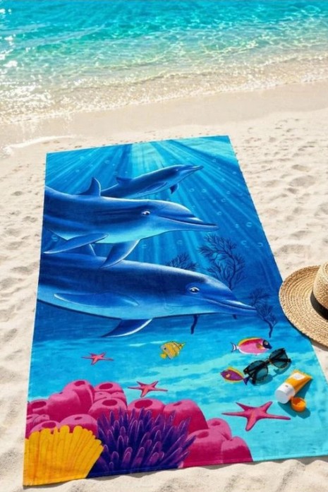 Пляжное махровое полотенце Summer Dolphins