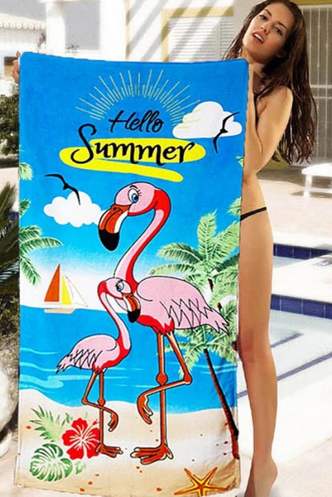 Пляжное махровое полотенце Summer Flamingo