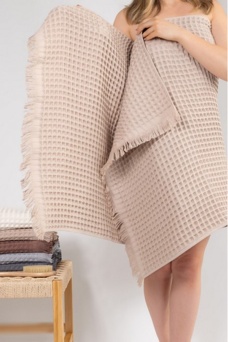 Полотенеца вафельные для ванной бани пляжа Waffle Spa Towel Beige