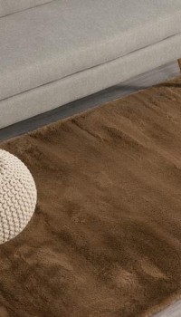 Rabbit fur brown cotton antislip